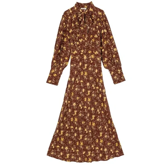 DOEN Blossom dress S in cherrywood winding vine floral - Picture 8 of 8